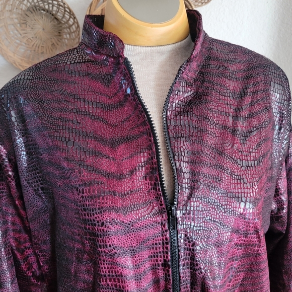 Semi Queen Velour Animal Print Bomber Jacket - Picture 2 of 6
